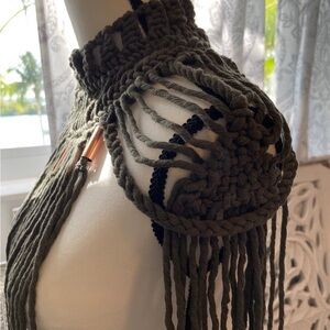 Handmade Olive Macrame Shoulder Wrap